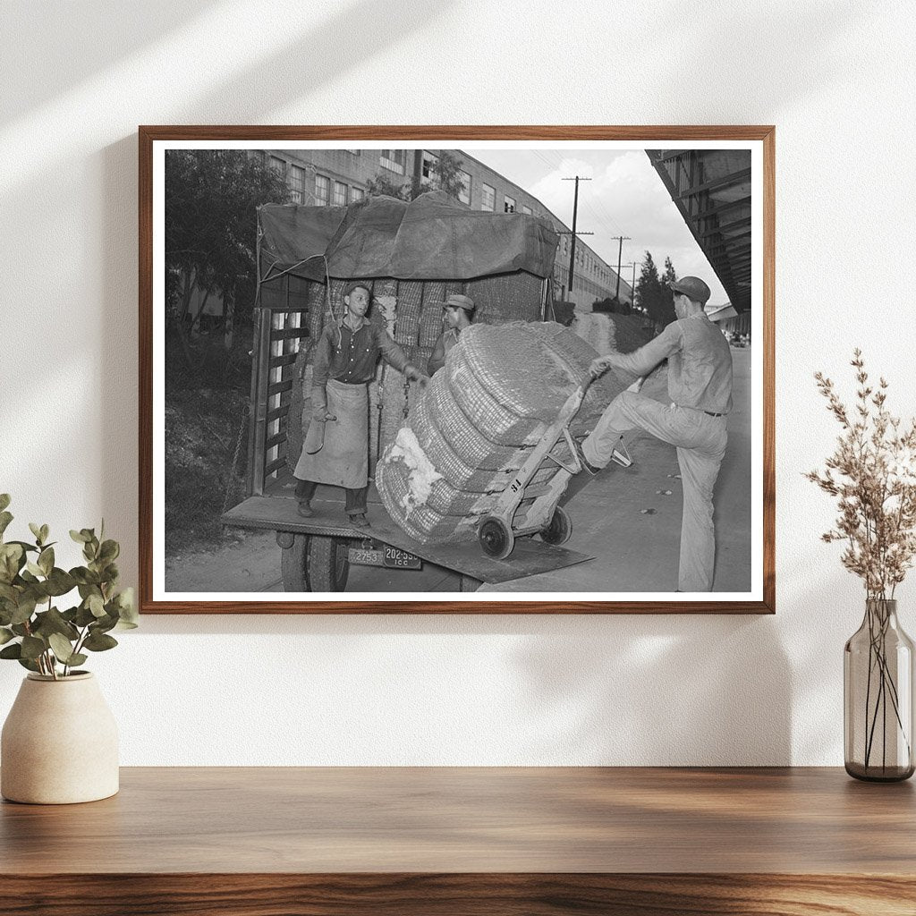 1939 Workers Unloading Cotton at Houston Texas Compress