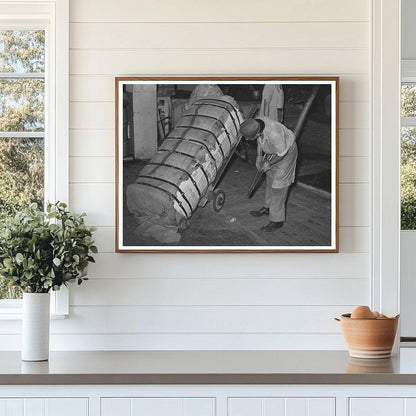 Worker Handling Cotton Bale in Houston Texas 1939