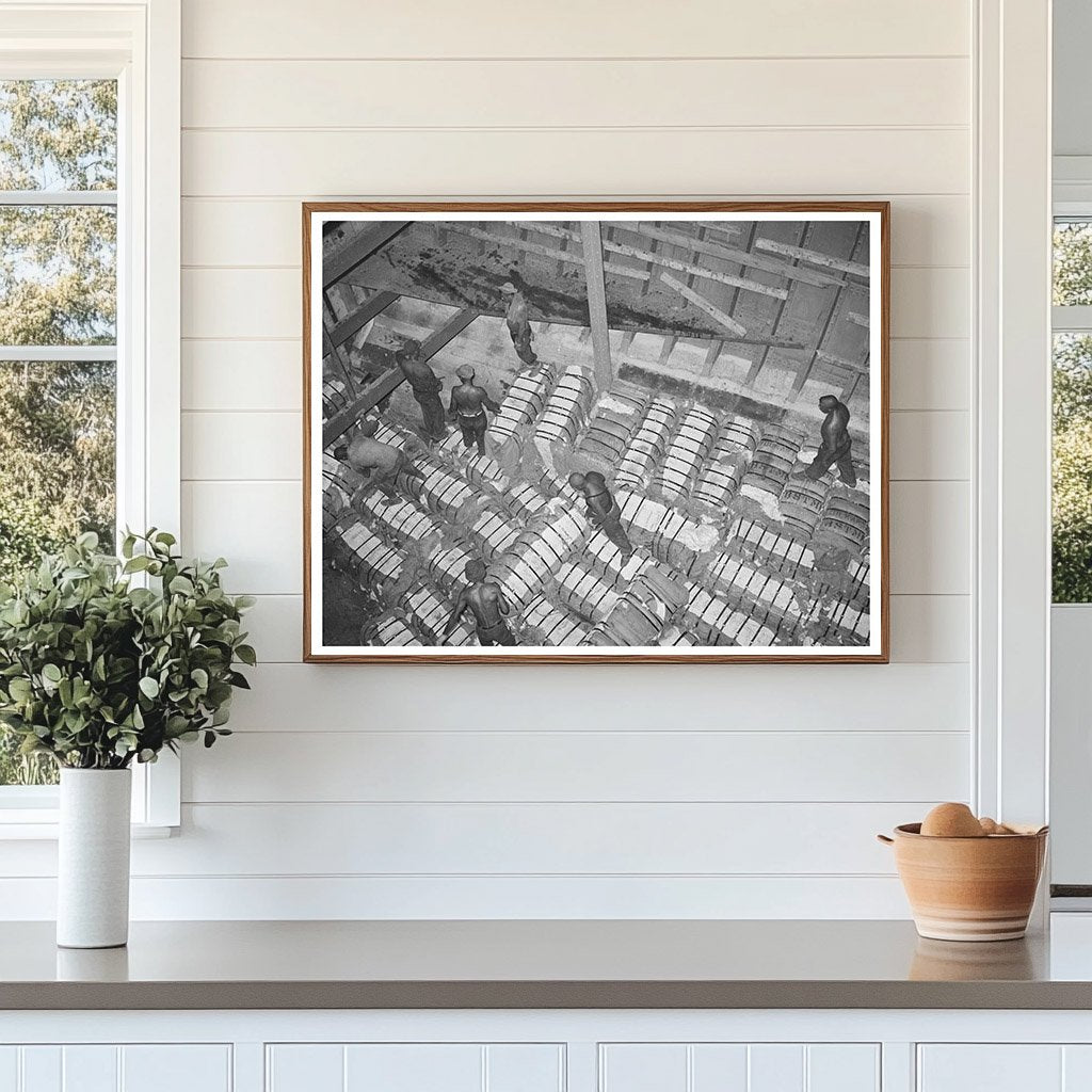 Workers Storing Cotton Bales at Port of Houston 1939