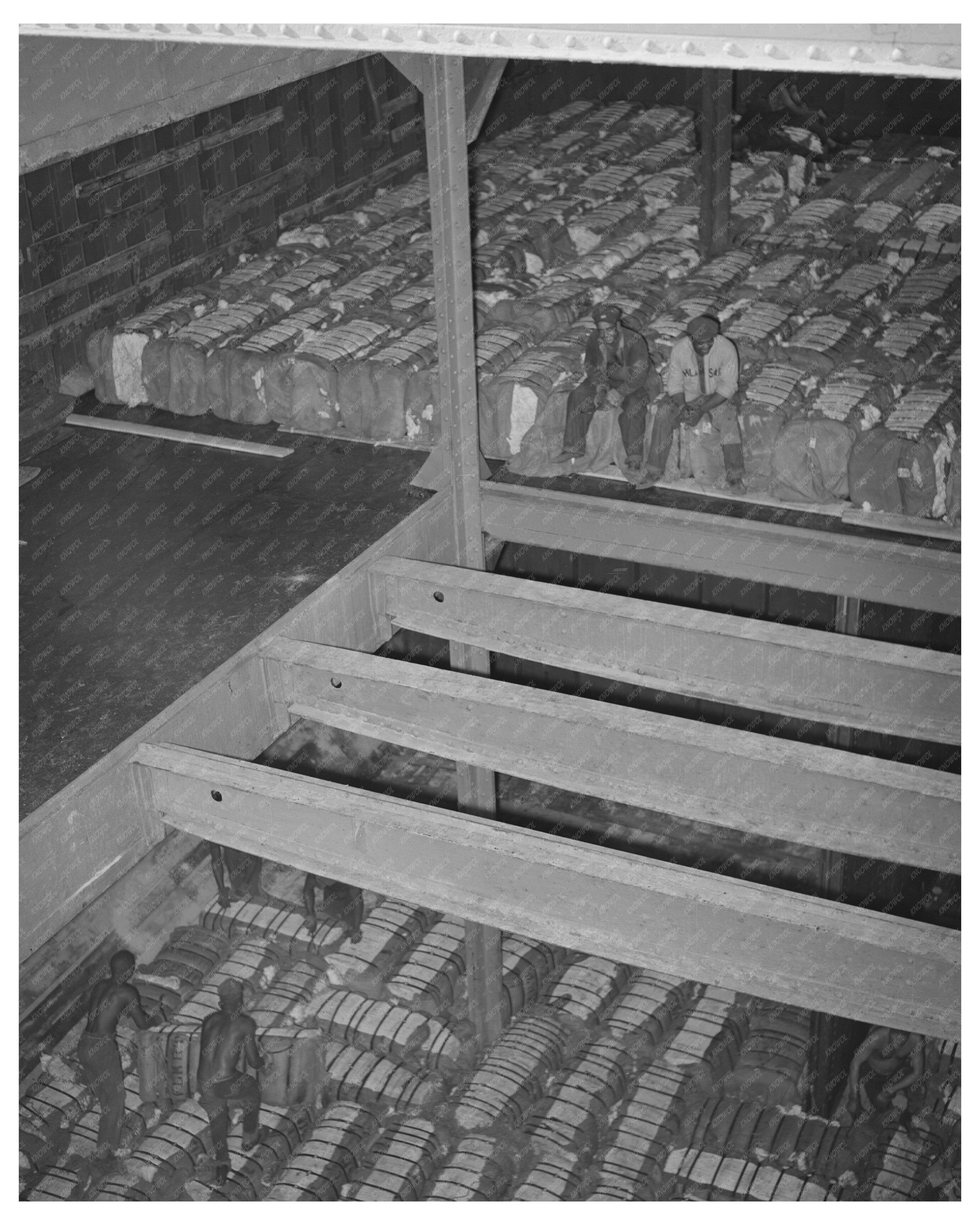 Workers Storing Cotton Bales in Port of Houston 1939