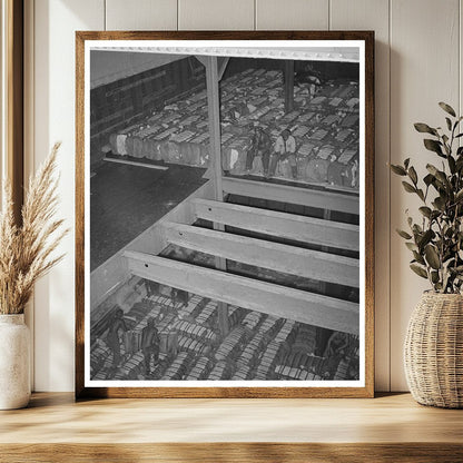 Workers Storing Cotton Bales in Port of Houston 1939