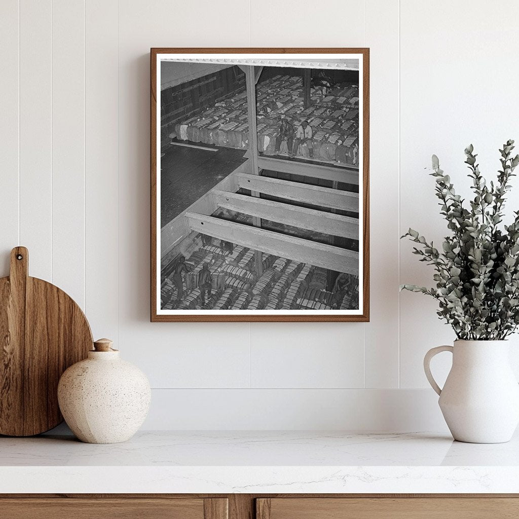 Workers Storing Cotton Bales in Port of Houston 1939