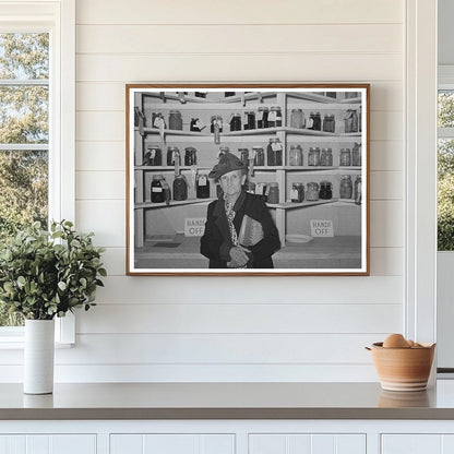 Elderly Woman with Handwork and Canned Goods 1939