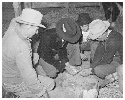 Gonzales County Fair 1939 Men and Boys Examining Seed