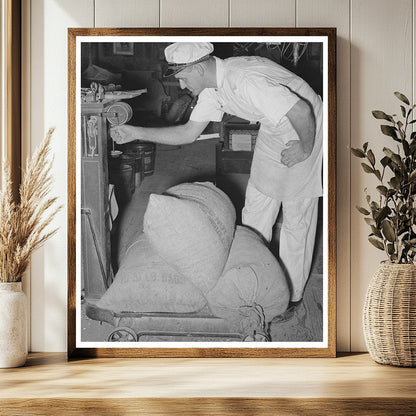 Feed Mill Owner Weighing Feed Sacks Taylor Texas 1939