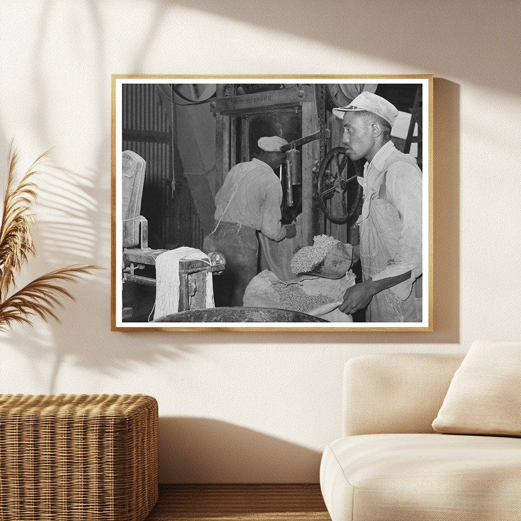Man Weighing Peanut Shell Feed in Comanche Texas 1939
