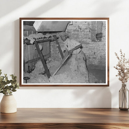 Worker Operating Baling Machine in Cotton Seed Oil Mill 1939