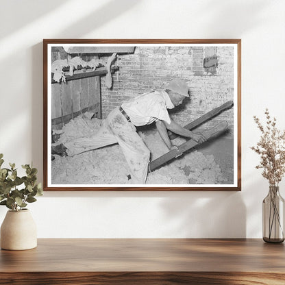 Worker Operating Baling Machine in Texas Cotton Mill 1939