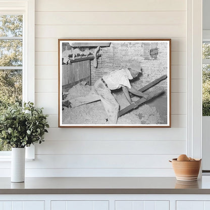 Worker Operating Baling Machine in Texas Cotton Mill 1939