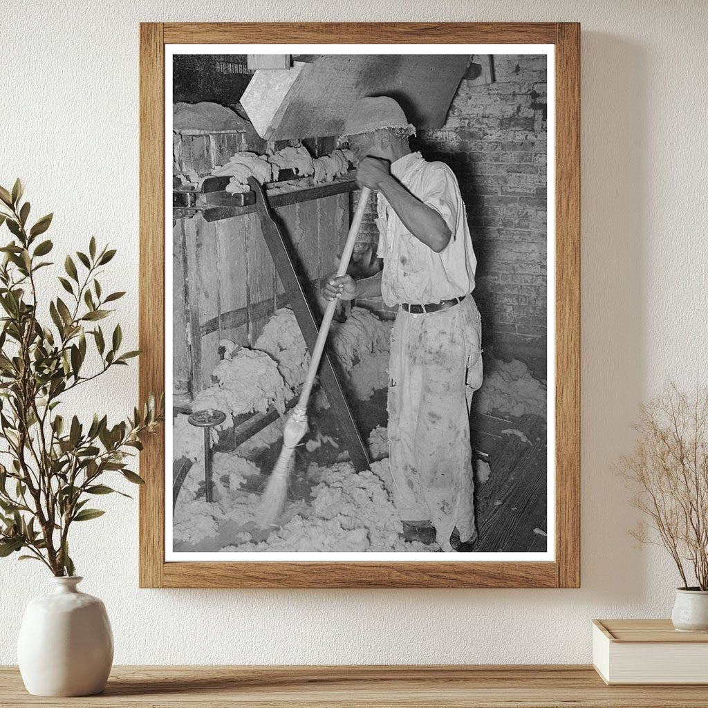 Worker Operating Baling Machine in Texas 1939