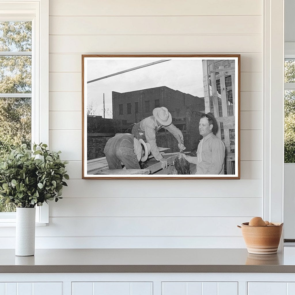 Farmer Unloading Turkeys at Texas Poultry House 1939