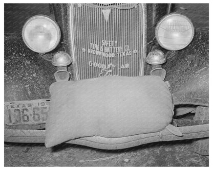 Vintage 1939 Feed Sack on Automobile Bumper Texas
