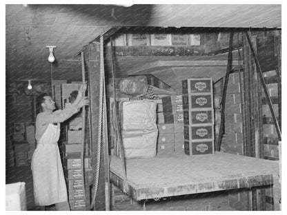 Workers Lifting Supplies in San Angelo Grocery Store 1939