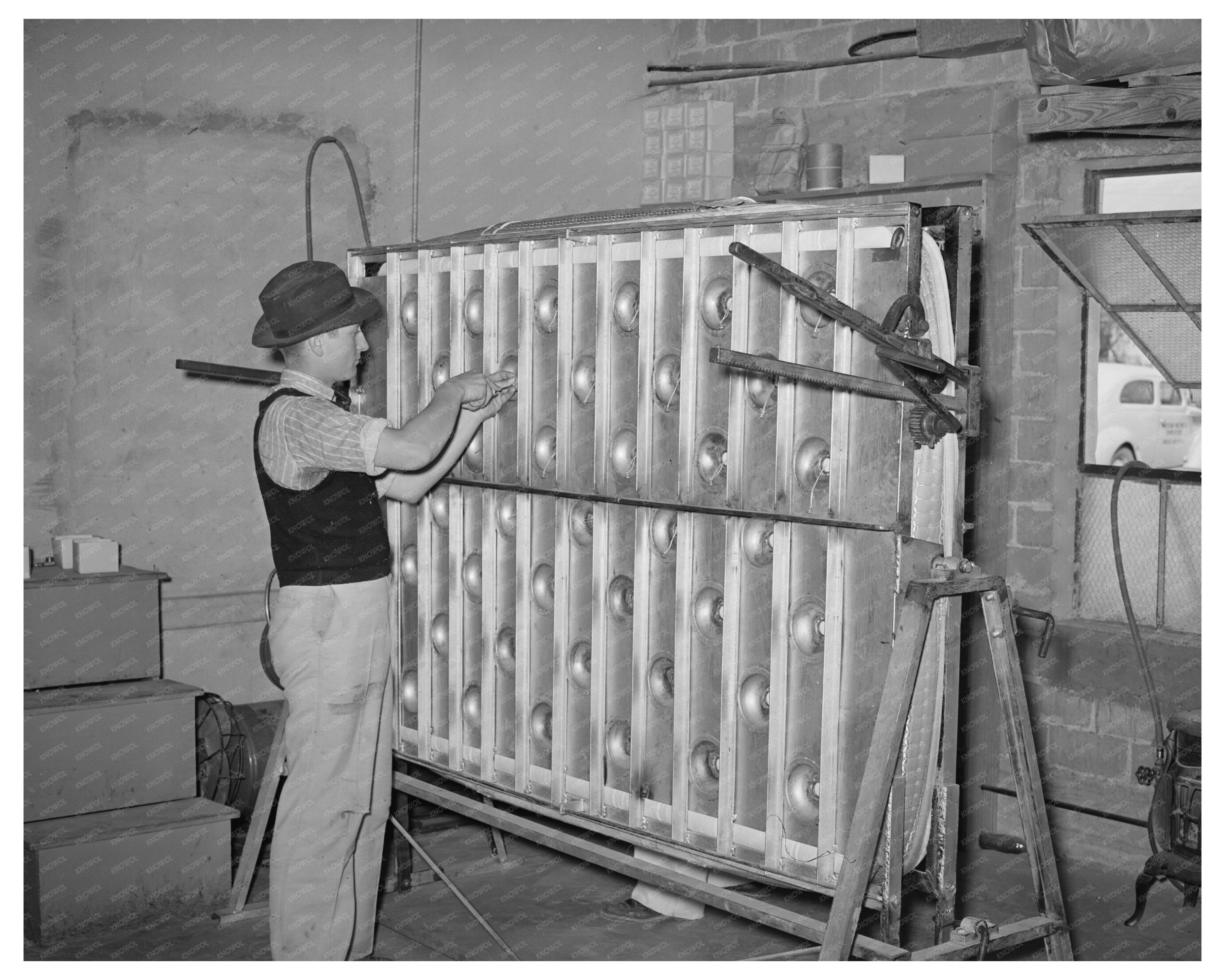 Workers Crimping Innerspring Mattress in Texas 1939
