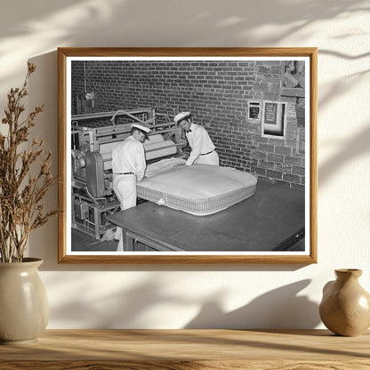 1939 Workers Filling Mattress Case with Cotton Linters