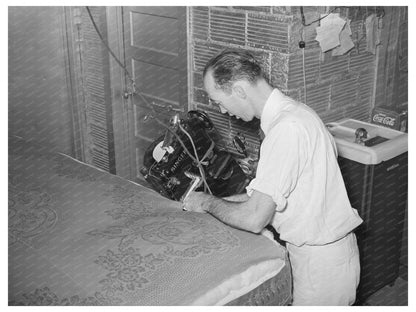 Sewing Mattress Cover in San Angelo Texas 1939