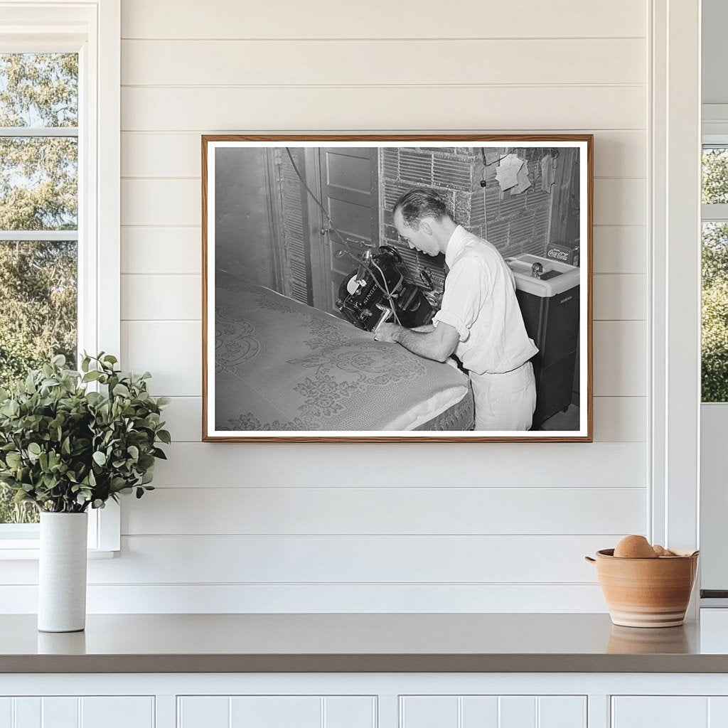 Sewing Mattress Cover in San Angelo Texas 1939