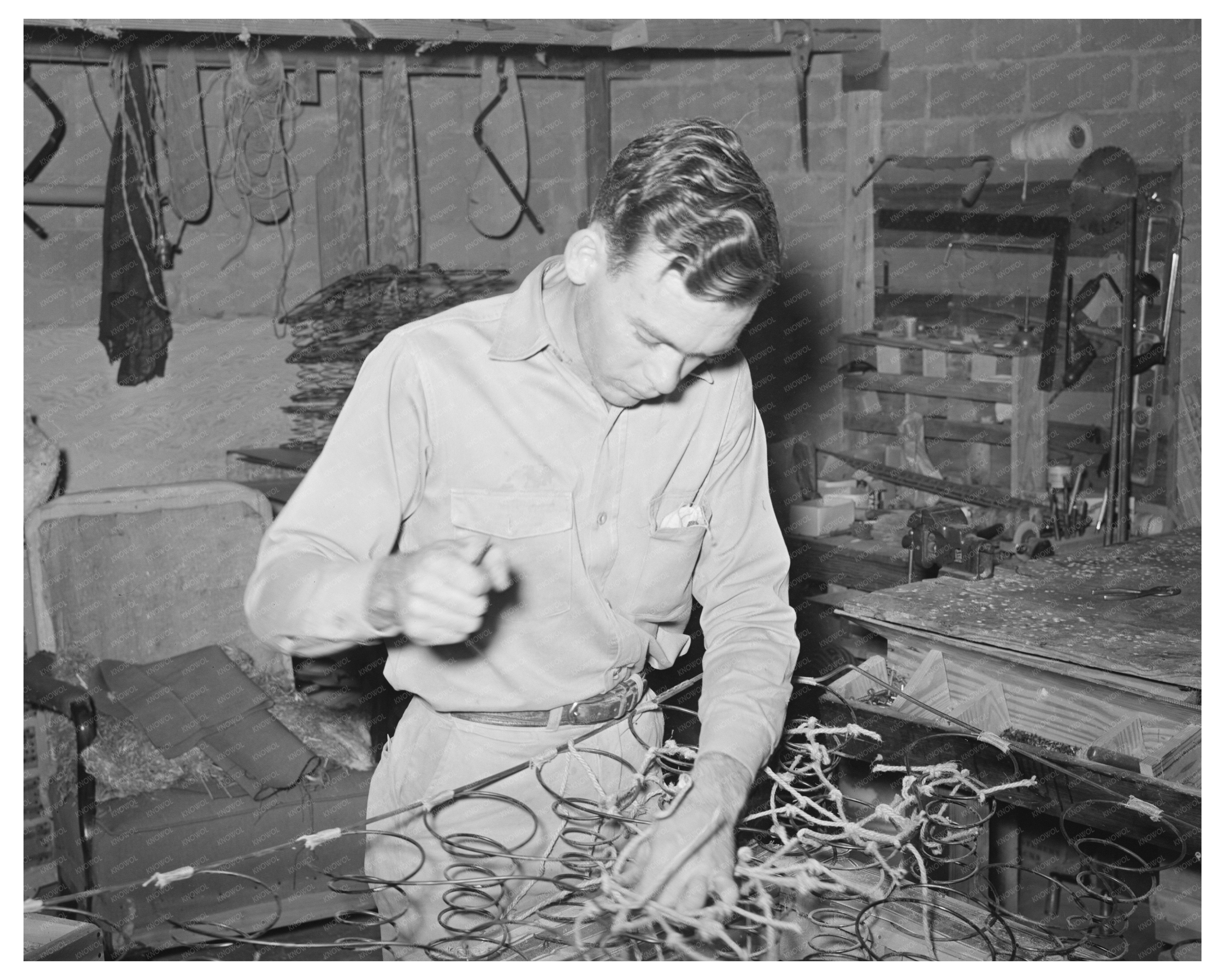 Workers Tying Springs for Mattresses San Angelo Texas 1939