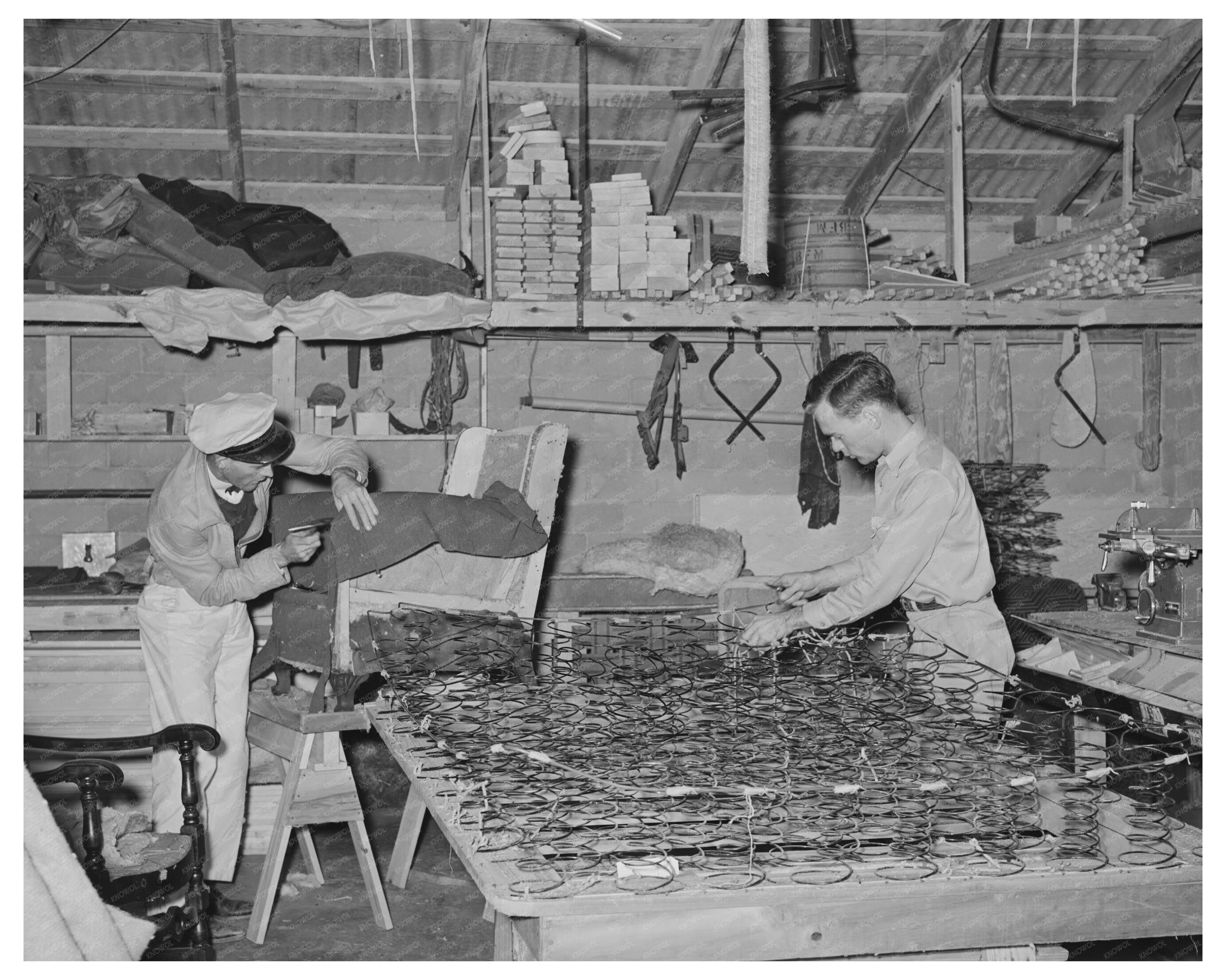 1939 Vintage Mattress Factory Workers in San Angelo Texas