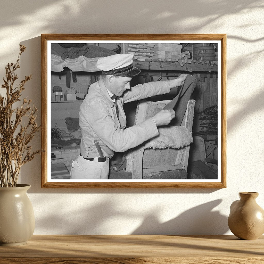 1939 Vintage Photo of Chair Unholstering in Texas Factory