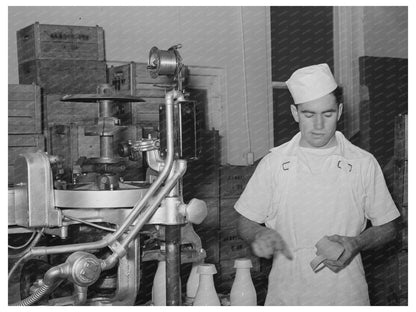 Milk Bottle Capping at San Angelo Creamery 1939