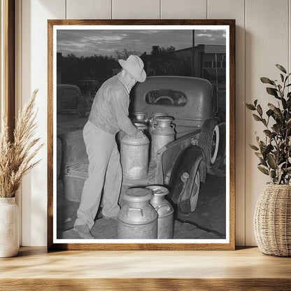 Farmer Unloading Milk at San Angelo Creamery 1939