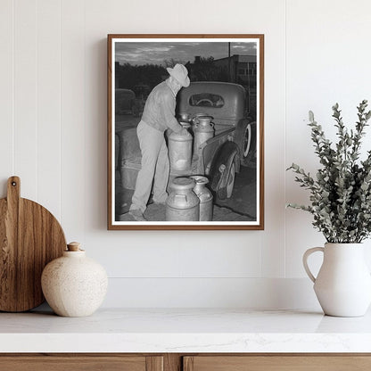 Farmer Unloading Milk at San Angelo Creamery 1939
