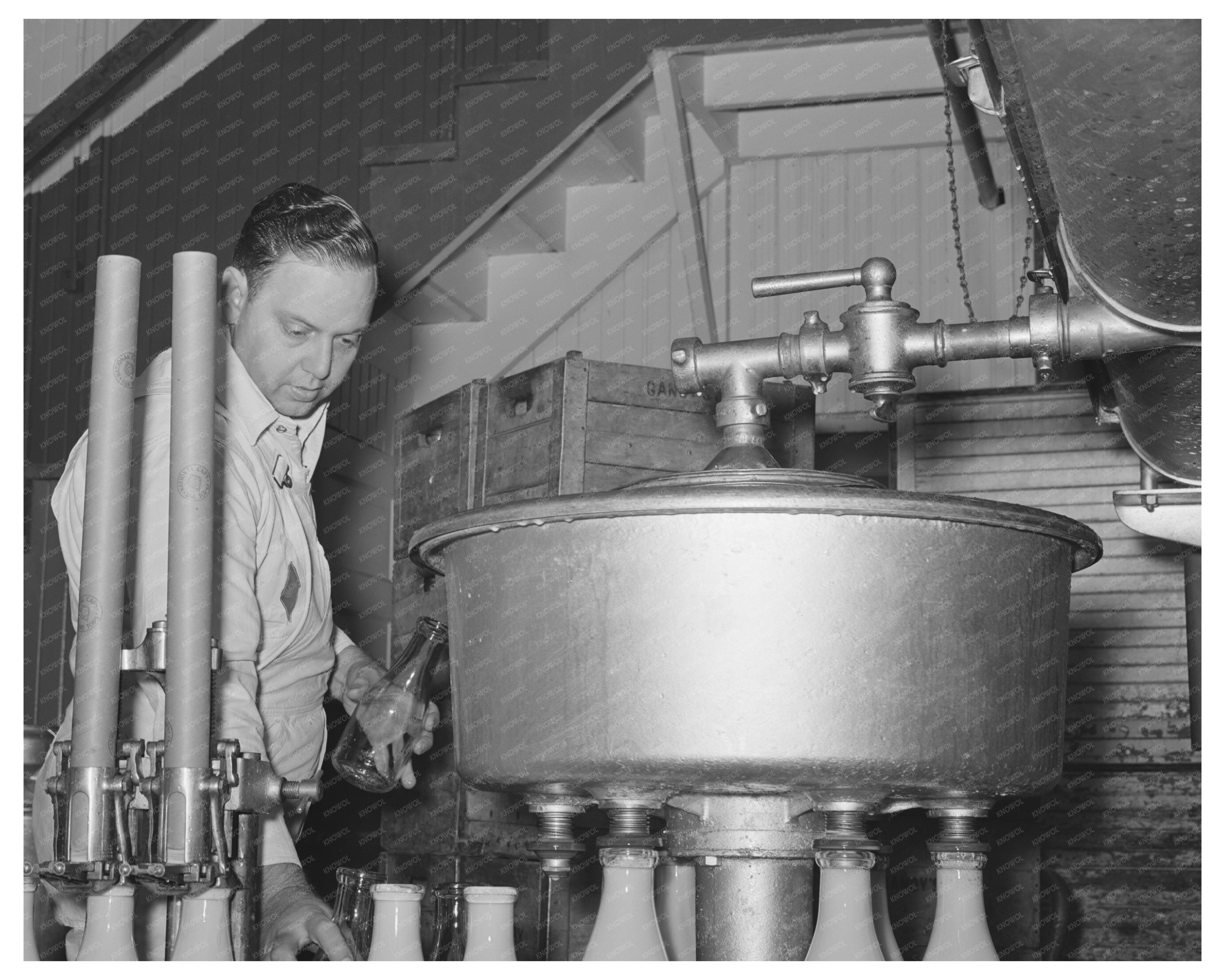 Milk Bottling at Creamery in San Angelo Texas 1939
