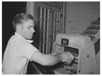 Vintage Bakery Scene Slicing Bread San Angelo 1939