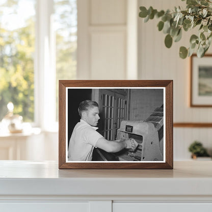 Vintage Bakery Scene Slicing Bread San Angelo 1939