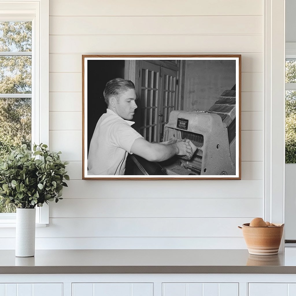 Vintage Bakery Scene Slicing Bread San Angelo 1939