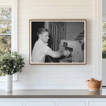 Vintage Bakery Scene Slicing Bread San Angelo 1939