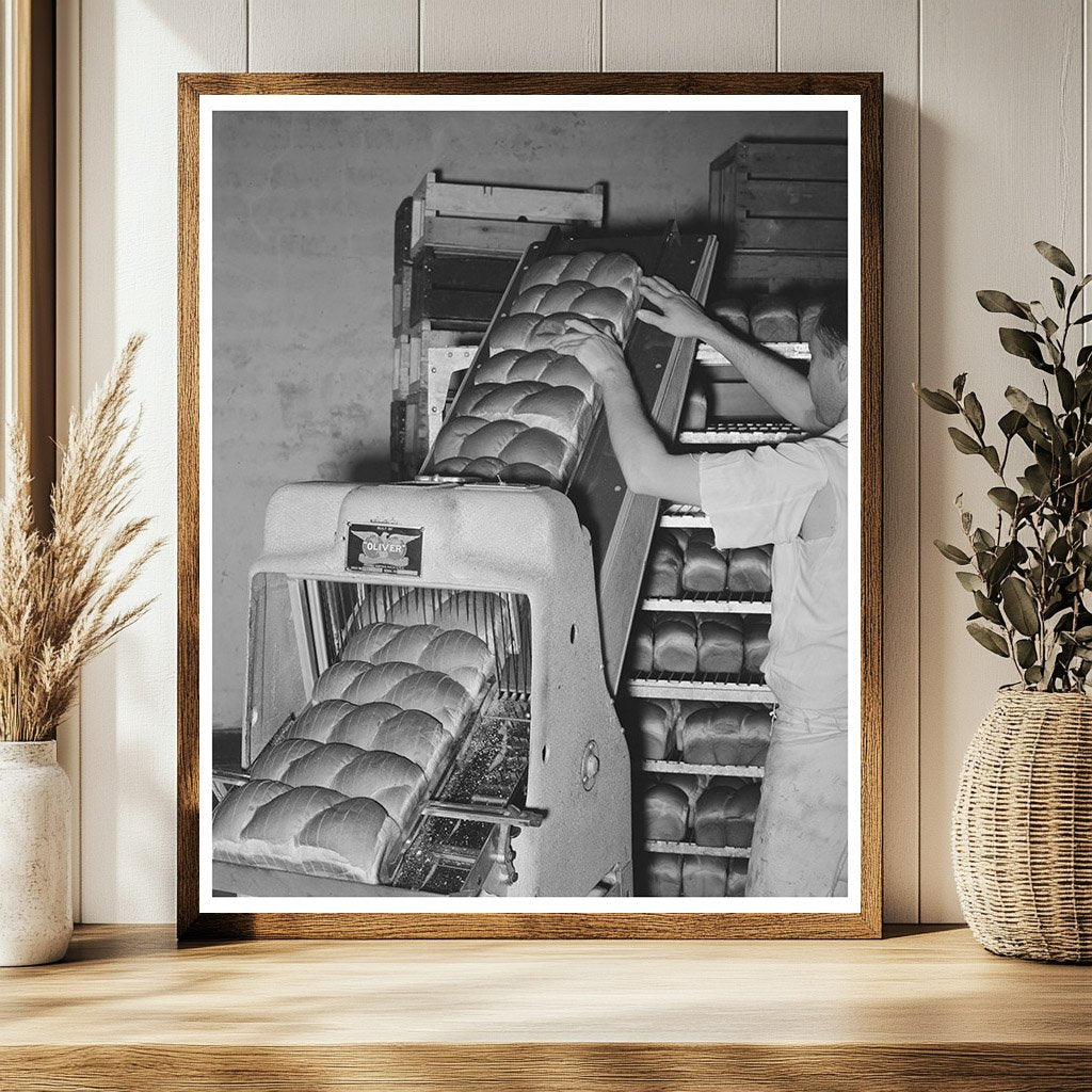 Vintage Bread Slicing Bakery Scene San Angelo 1939