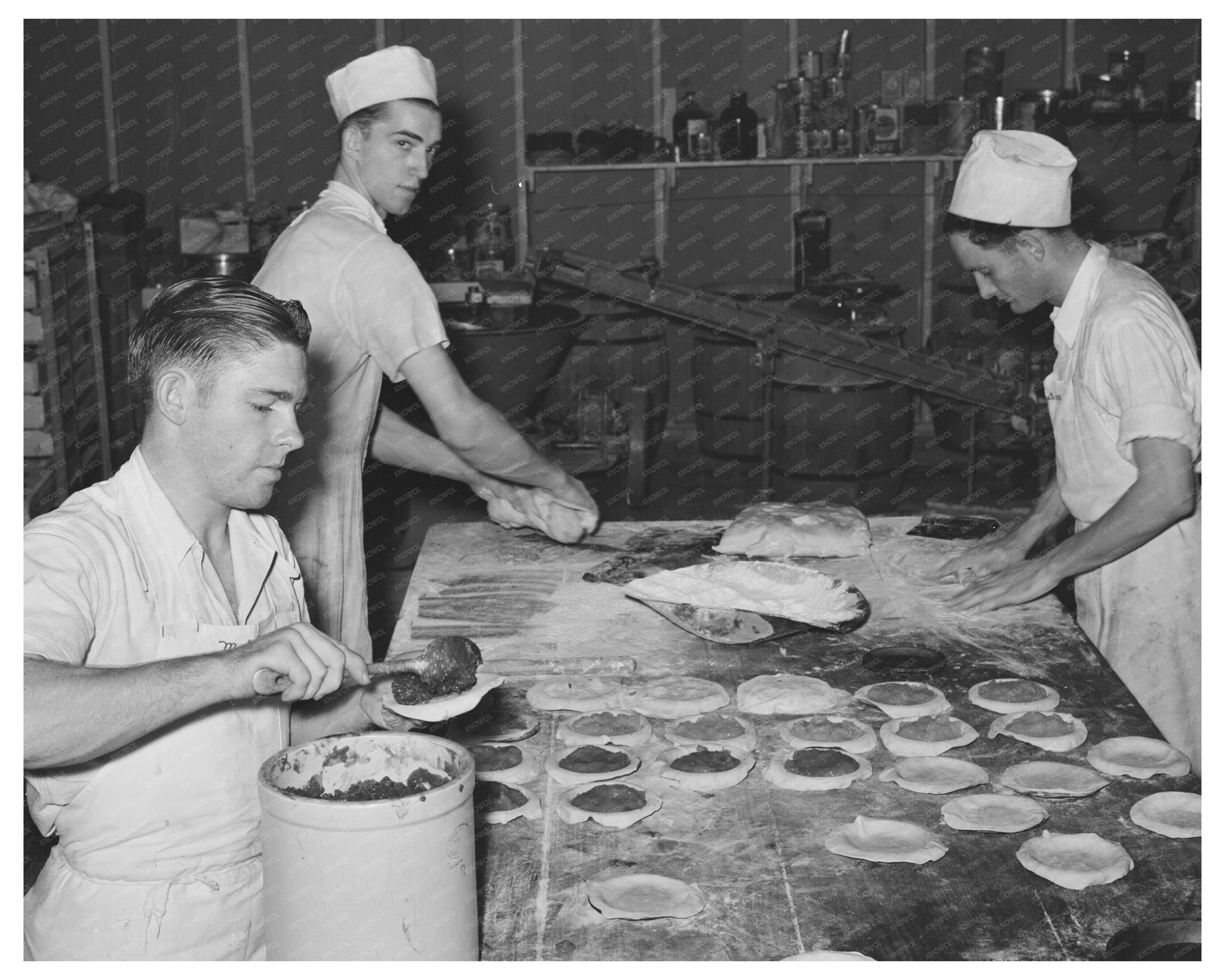 Bakers Rolling Crusts and Filling Pies Texas 1939