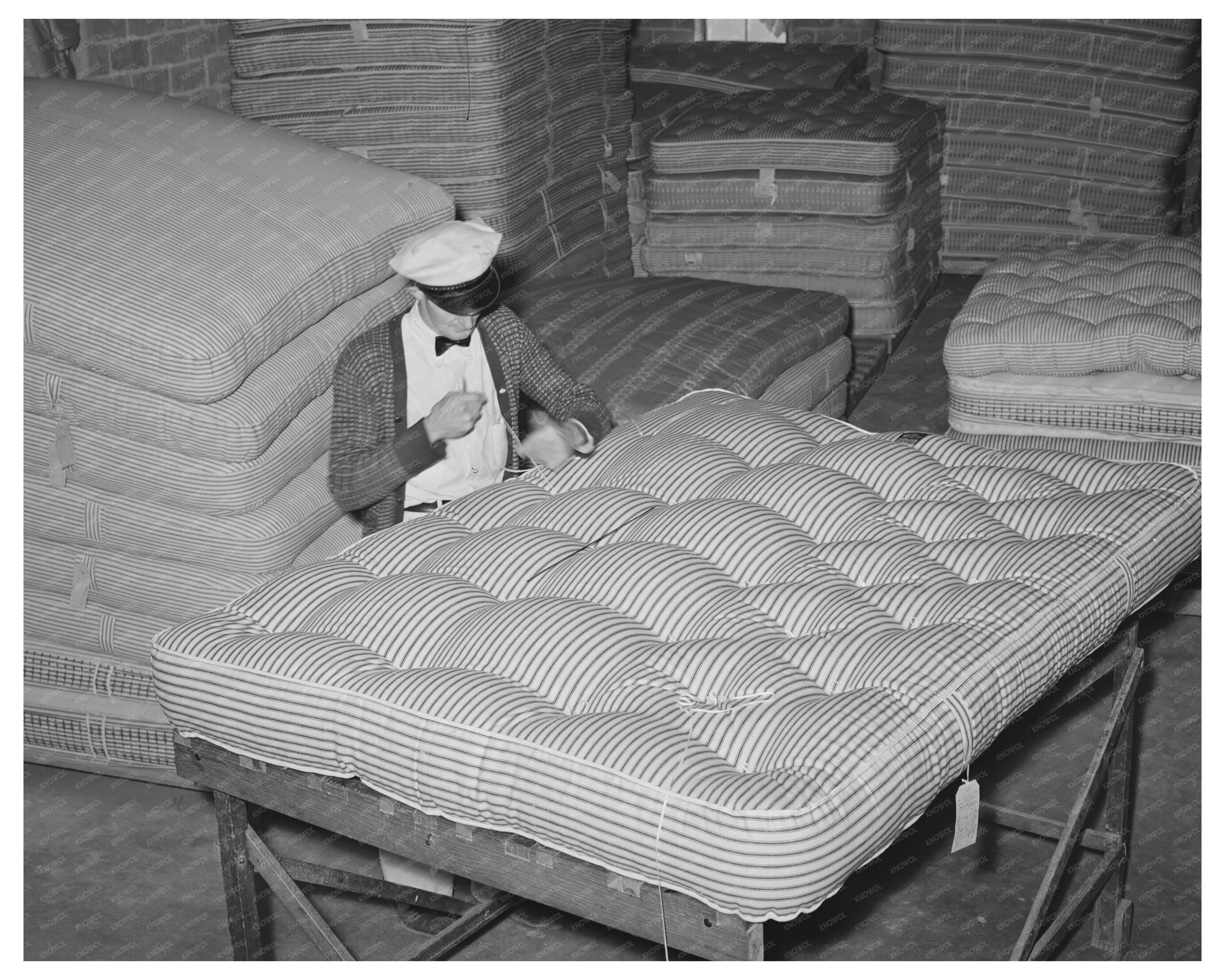 Tufting Process of a Mattress in San Angelo 1939