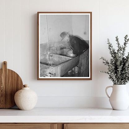 Farmer Cleaning Milk Can at Creamery San Angelo 1939