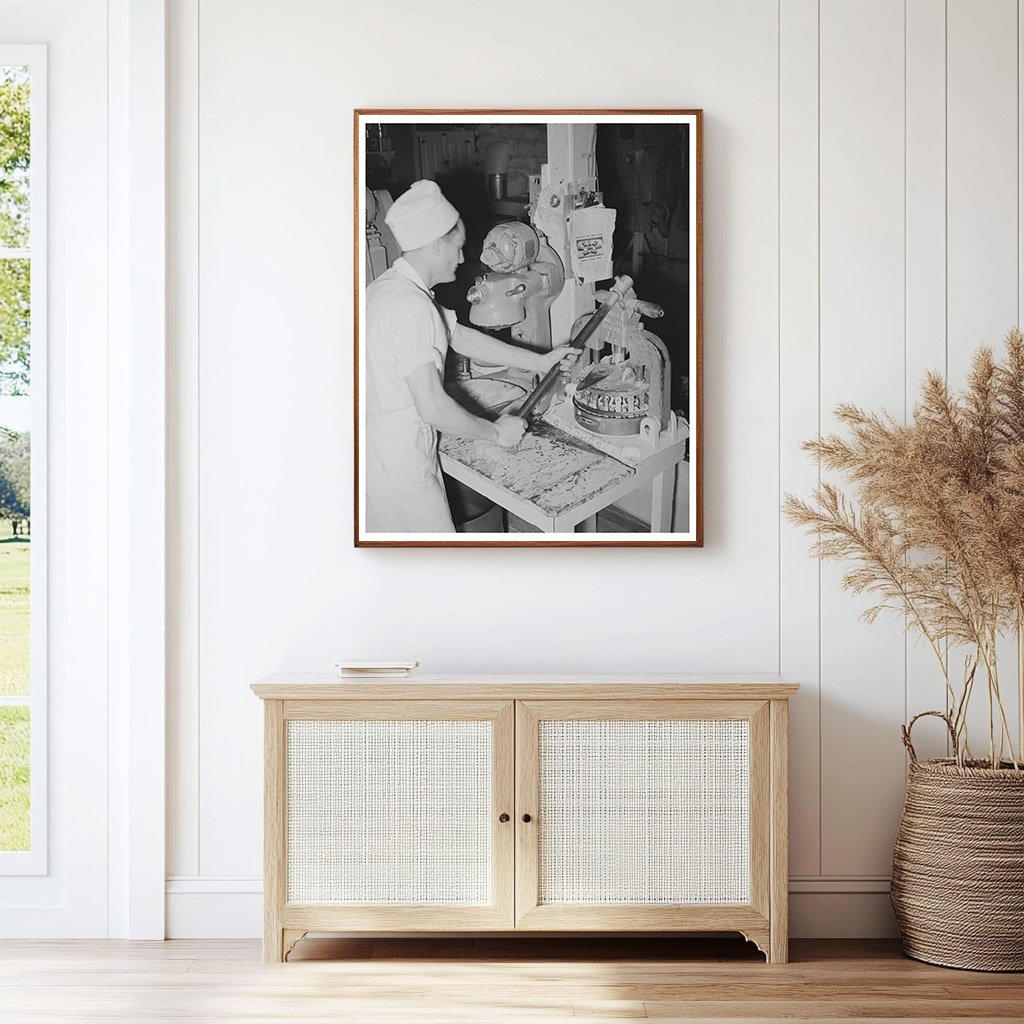 Bakery Scene Stamping Dough in San Angelo Texas 1939