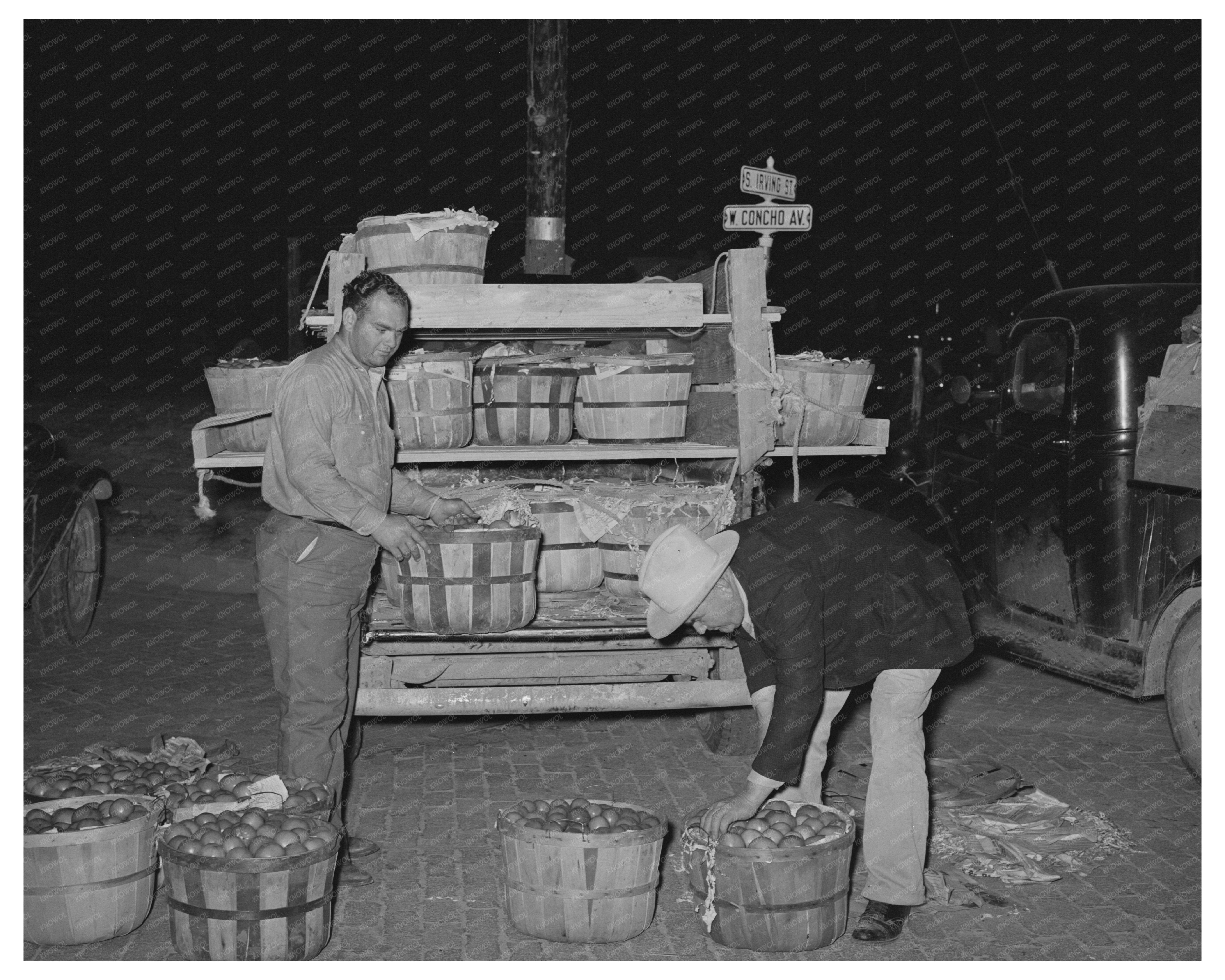 Truck Driver and Grocer at San Angelo Market 1939
