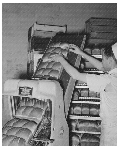 1939 Bakery Scene in San Angelo Texas Bread Slicing Process