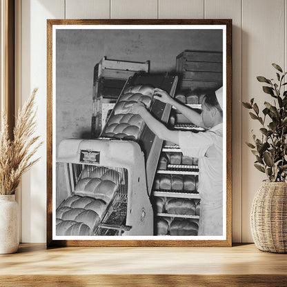1939 Bakery Scene in San Angelo Texas Bread Slicing Process