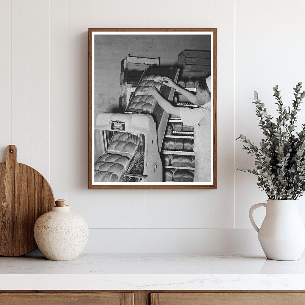 1939 Bakery Scene in San Angelo Texas Bread Slicing Process