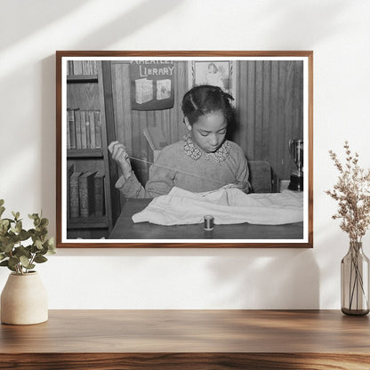 1940 Young Girl Sewing in 4-H Club Oklahoma Photo