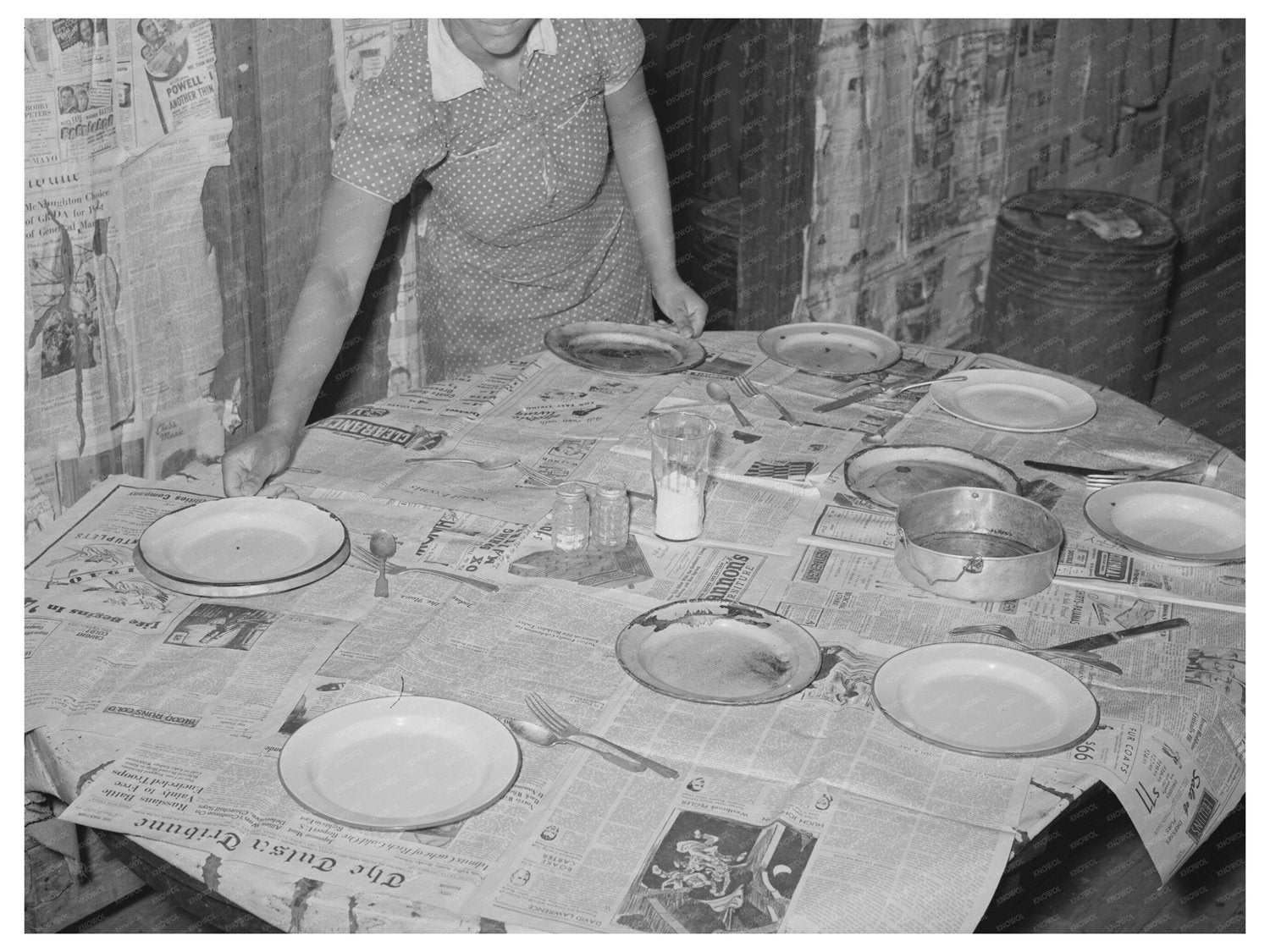 1944 Dining Table Set for Supper in Oklahoma Farm Home