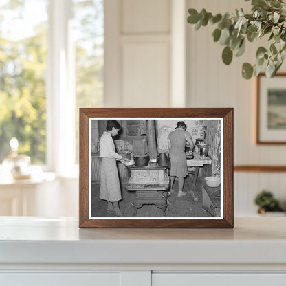 1940 Vintage Photo of Family Cooking in Oklahoma Kitchen