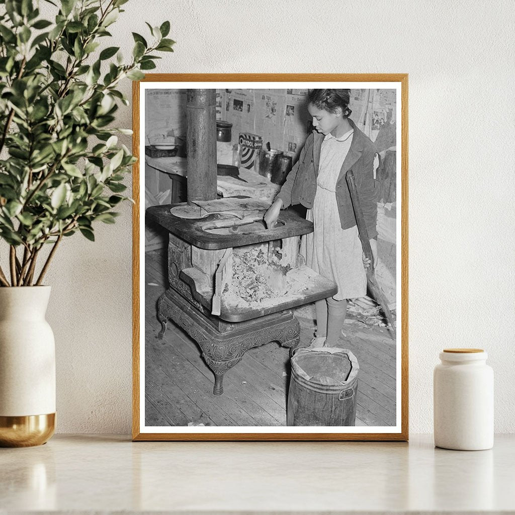 Daughter of Tenant Farmer Prepares Morning Fire 1944