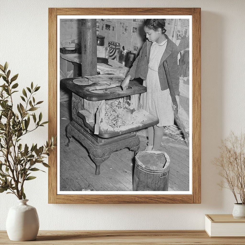 Daughter of Tenant Farmer Prepares Morning Fire 1944