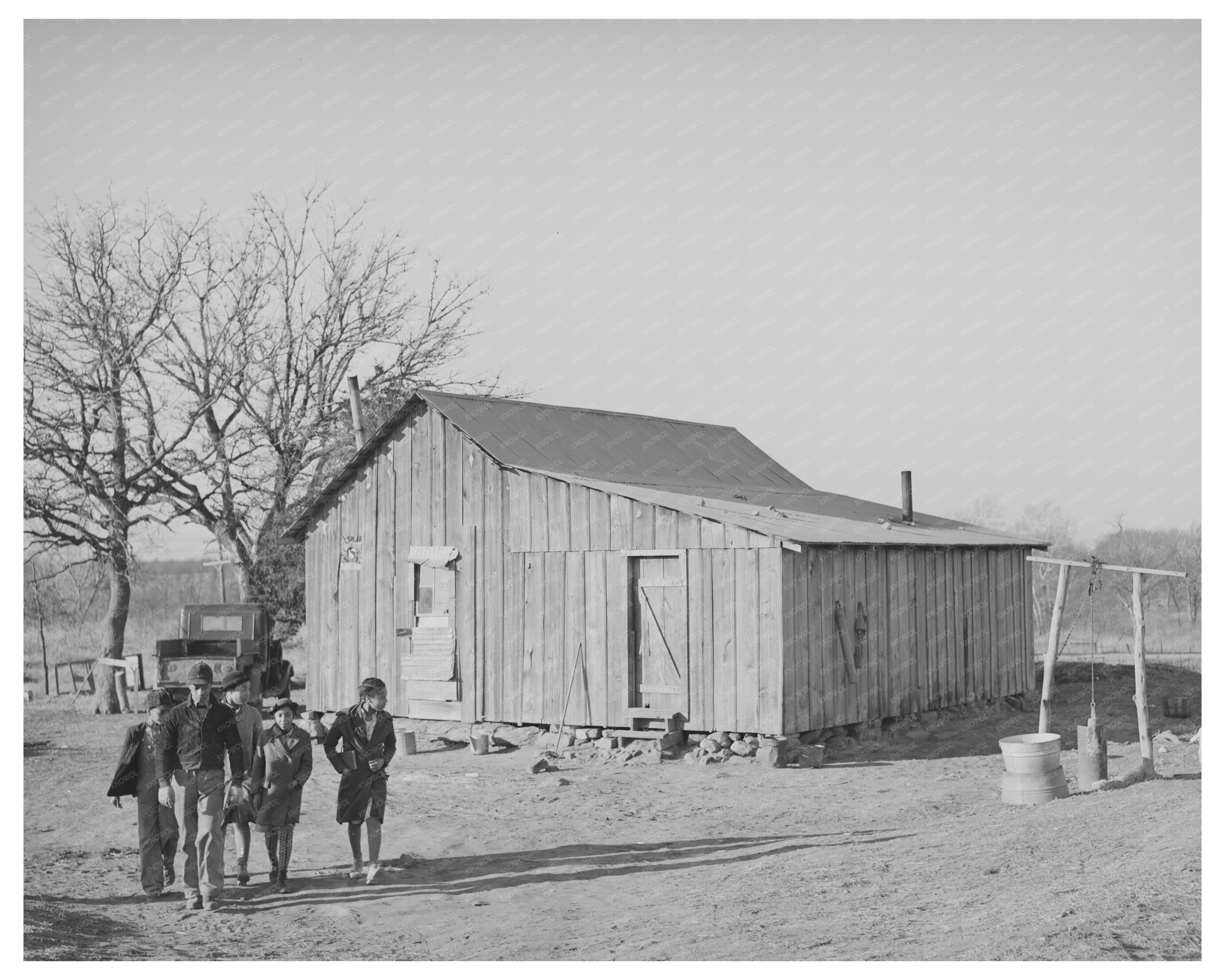 Children Walking to School in Creek County Oklahoma 1944