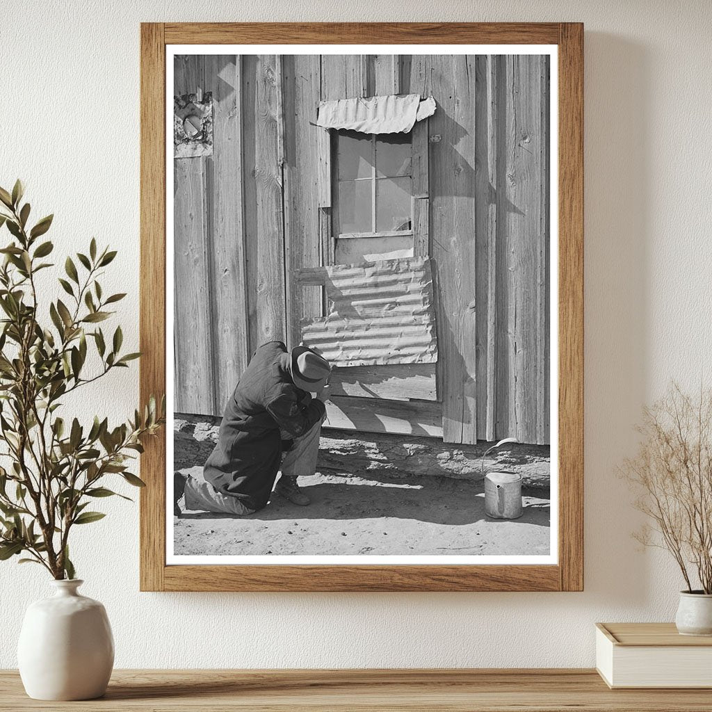 Pomp Hall Repairing Window in Creek County Oklahoma 1944