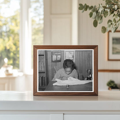 Daughter of Tenant Farmer Sewing Oklahoma February 1944