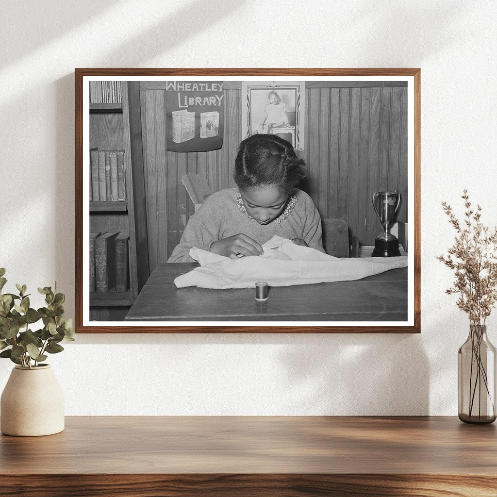 Daughter of Tenant Farmer Sewing Oklahoma February 1944